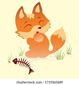 Funny little fox vector character illustration