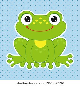 Funny little frog. Copy the picture. Coloring book. Educational game for children. Cartoon vector illustration