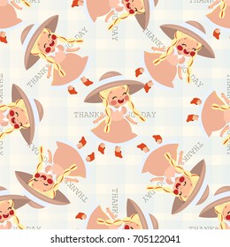 Funny little girl in pink dress seamless pattern. Cartoon vector background.