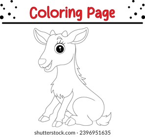 funny little goat coloring page for kids