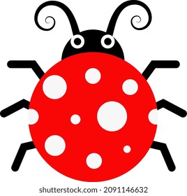 Funny little insect. Red ladybug beetle character