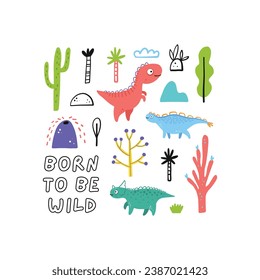 Funny little jurassic dinosaur cute card