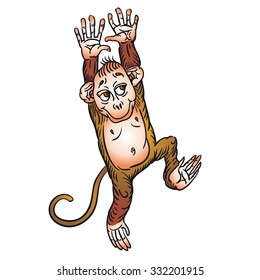 Funny little monkey jumps; RGB EPS 10 vector illustration