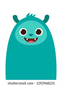 Funny little monster. Cute happy cartoon alien on white background. Vector illustration