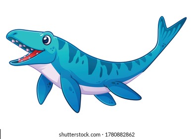 Funny Little Mosasaurus Cartoon Illustration