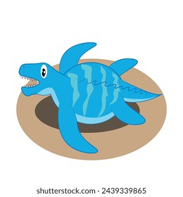 Funny Little Mosasaurus Cartoon Illustration