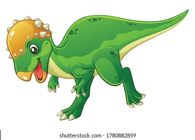 Funny Little Pachycephalosaurus Cartoon Illustration