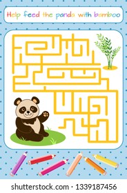 Funny little Panda. Coloring book. Educational game for children. Cartoon vector illustration