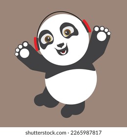 Graciosa imagen vectorial panda pequeña e ilustración