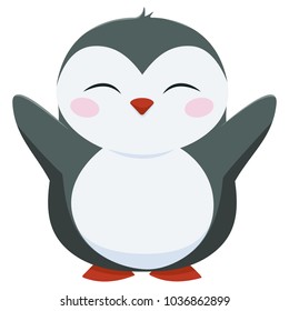 Funny little penguin. Vector. The cute penguin. Without a background.