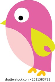 Funny little pink bird isolated
