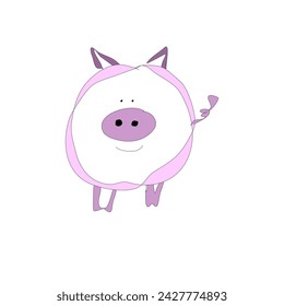 Funny, little pink pig: minimalist painted 