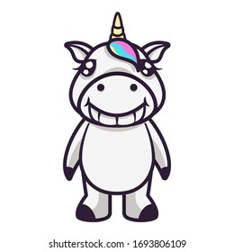 Funny little Pony Unicorn standing and smile good for mascot characters cartoon vector