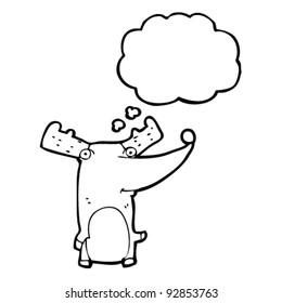 funny little reindeer with thought bubble