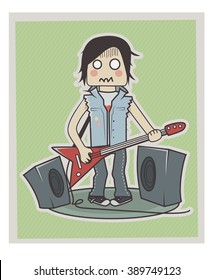 Funny little rock guy card sticker/ Fully editable Eps10.