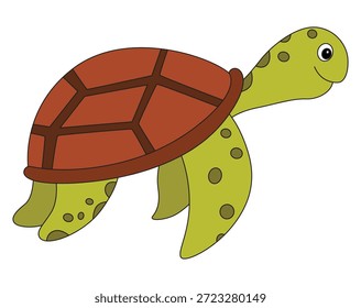 Funny little sea turtle vector illustration