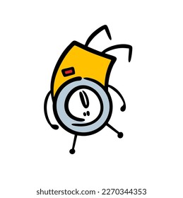 Funny little spaceman in  helmet    spacesuit is floating upside down in the weightlessness outer space  Vector illustration stickman falling boy in carnival costume 