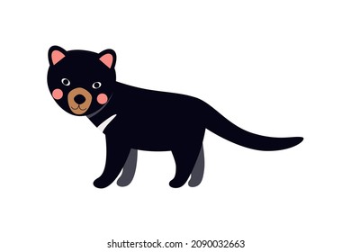 Funny little Tasmanian devil. Vector hand-drawn illustration in cartoon style. Australian wild animal