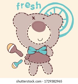 Graciosa ilustración de carácter vectorial de oso de peluche