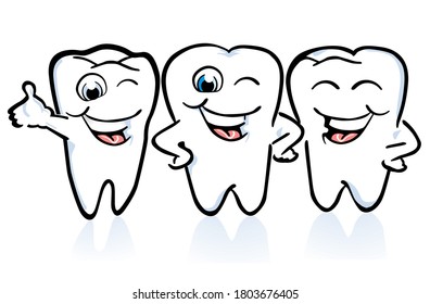 funny little teeth - vector illustration