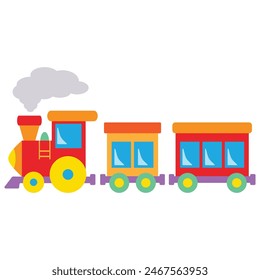 Funny little train vector cartoon illustration