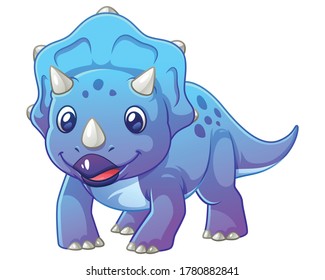 Funny Little Triceratops Cartoon Illustration