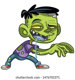 Funny little zombie. Cartoon Zombie.  Vector illustration for Halloween. Vector illustration in a cartoon style. Isolated on white background. 