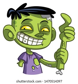 Funny little zombie. Vector illustration for Halloween. Vector illustration in a cartoon style. Isolated on white background. 