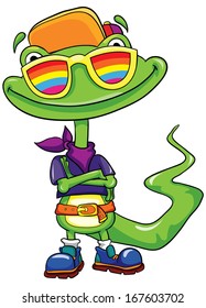 funny lizard on a white background, vector illustration