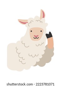 Funny Llama Alpaca icon. Vector illustration