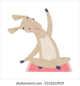Funny Llama Animal on Yoga Mat Practicing Asana and Stretching Vector Illustration