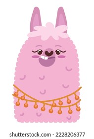 funny llama cartoon icon isolated