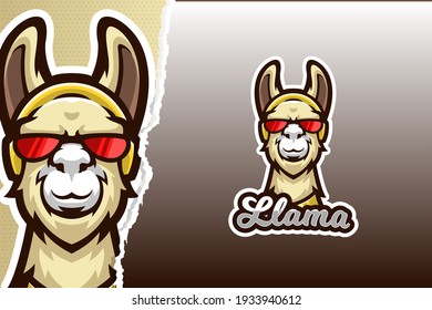 Funny Llama Wearing Glasses, E-sports Game Logo Template