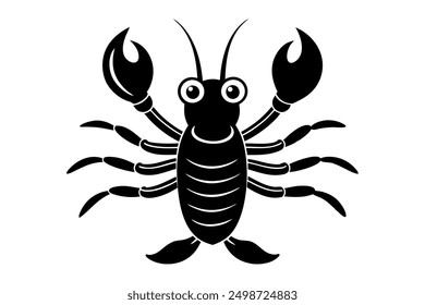 Funny Lobster Vector Illustration and Cartoon Clipart with White Background, Funny lobster vector, cartoon clipart, and line art on white background.