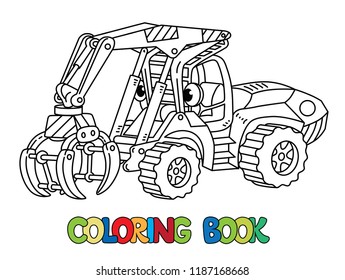 Funny log handler car with eyes coloring book