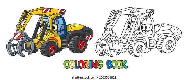 Funny log handler car with eyes coloring book