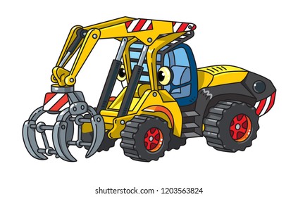 Funny log handler car or truck with eyes
