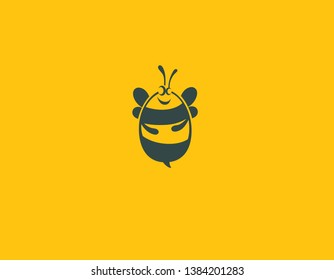 Funny logo character bee icon honey