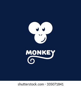 Funny logo design template with monkey face. Vector illustration.