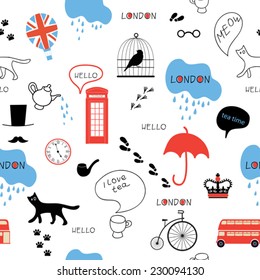 funny London seamless pattern