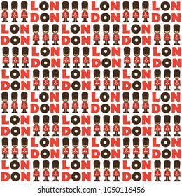 funny London seamless retro pattern with soldiers