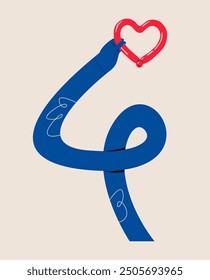 Funny long hand holding a balloon heart. Colorful vector illustration1