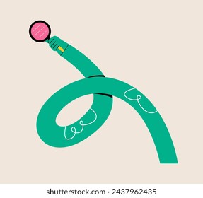 Funny long hand holding a magnifying glass. Colorful vector illustration