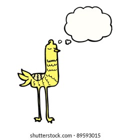 caricatura divertida de un pájaro de piernas largas