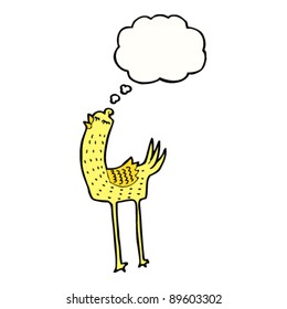 funny long legged bird cartoon character