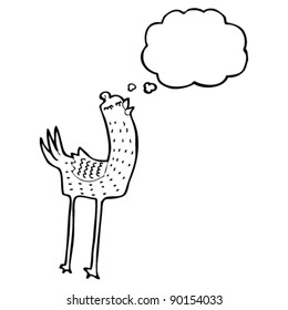caricatura divertida de un pájaro de piernas largas