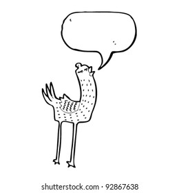 funny long legged bird singing cartoon