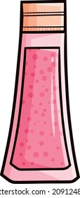 Funny long pink perfume bottle packaging in cartoon style