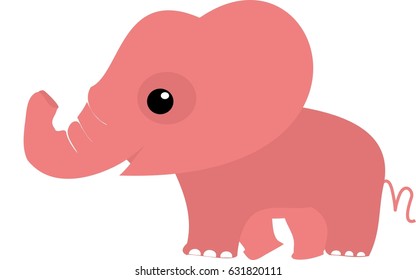 Funny Looking Baby Pink Elephant Illustration