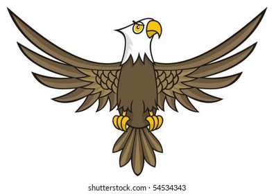 Funny looking eagle cartoon with open wings